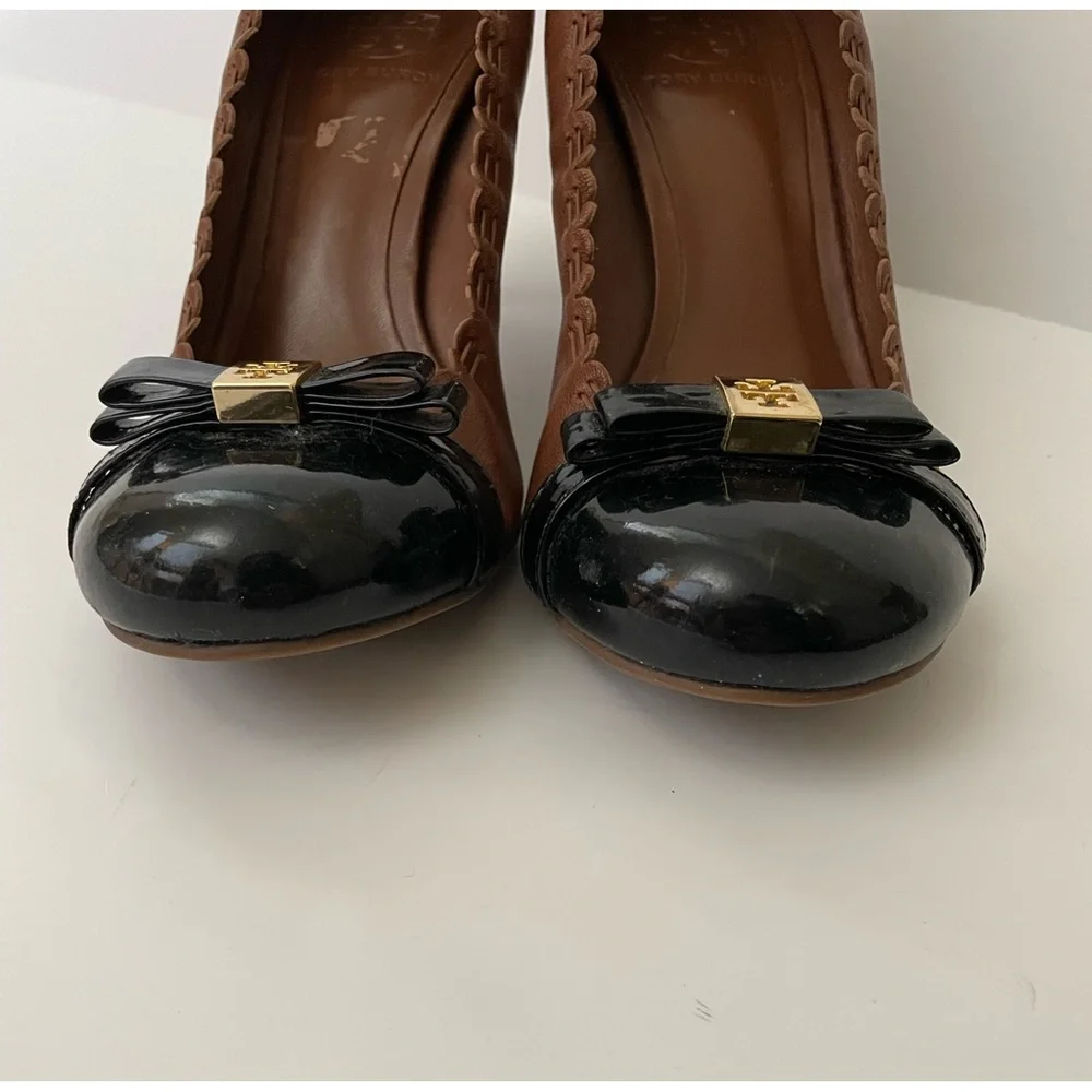 Tory Burch Brown Leather Cap-Toe Heels